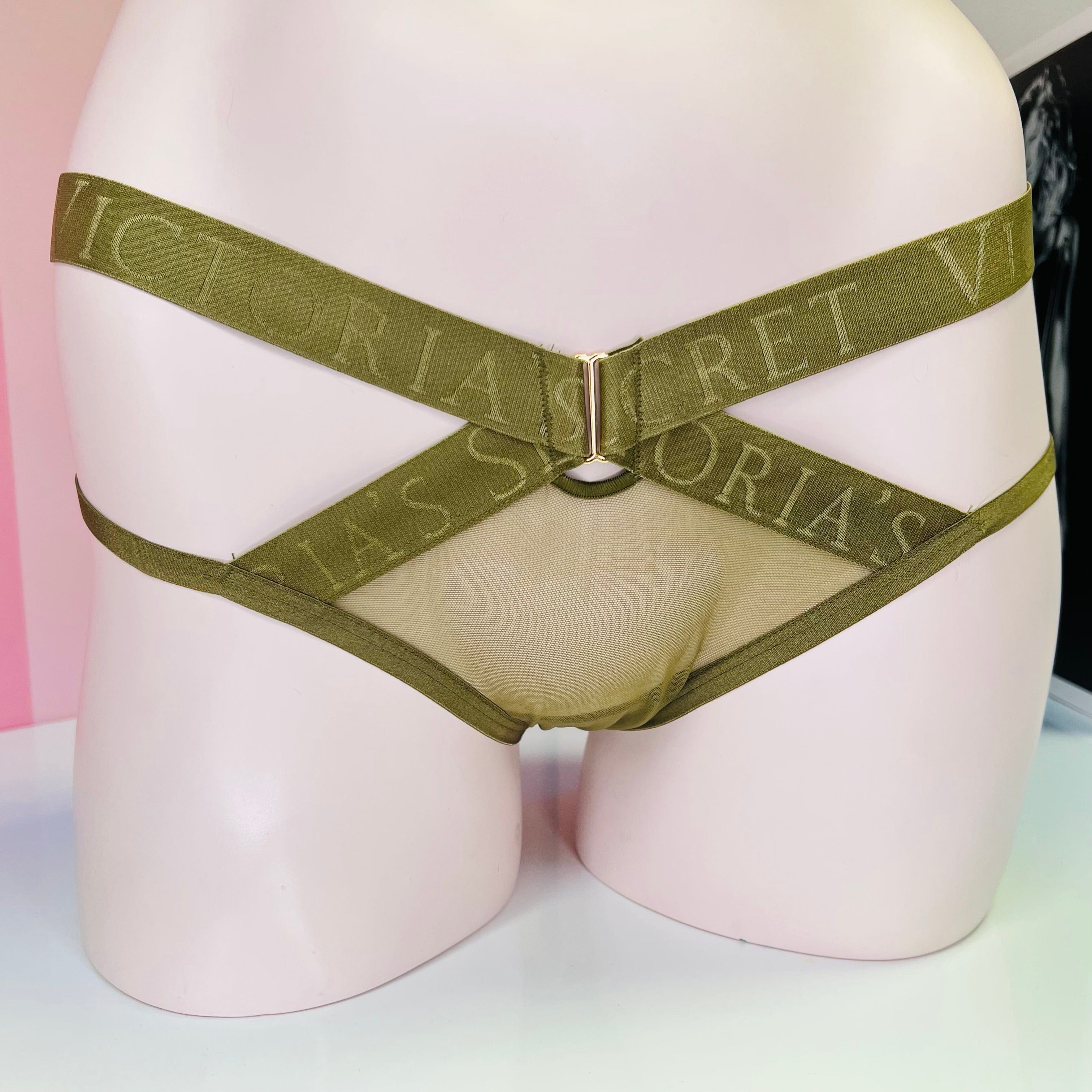Kalhotky s pásky - Khaki / M / Nové se štítky - Cheeky Victoria’s Secret
