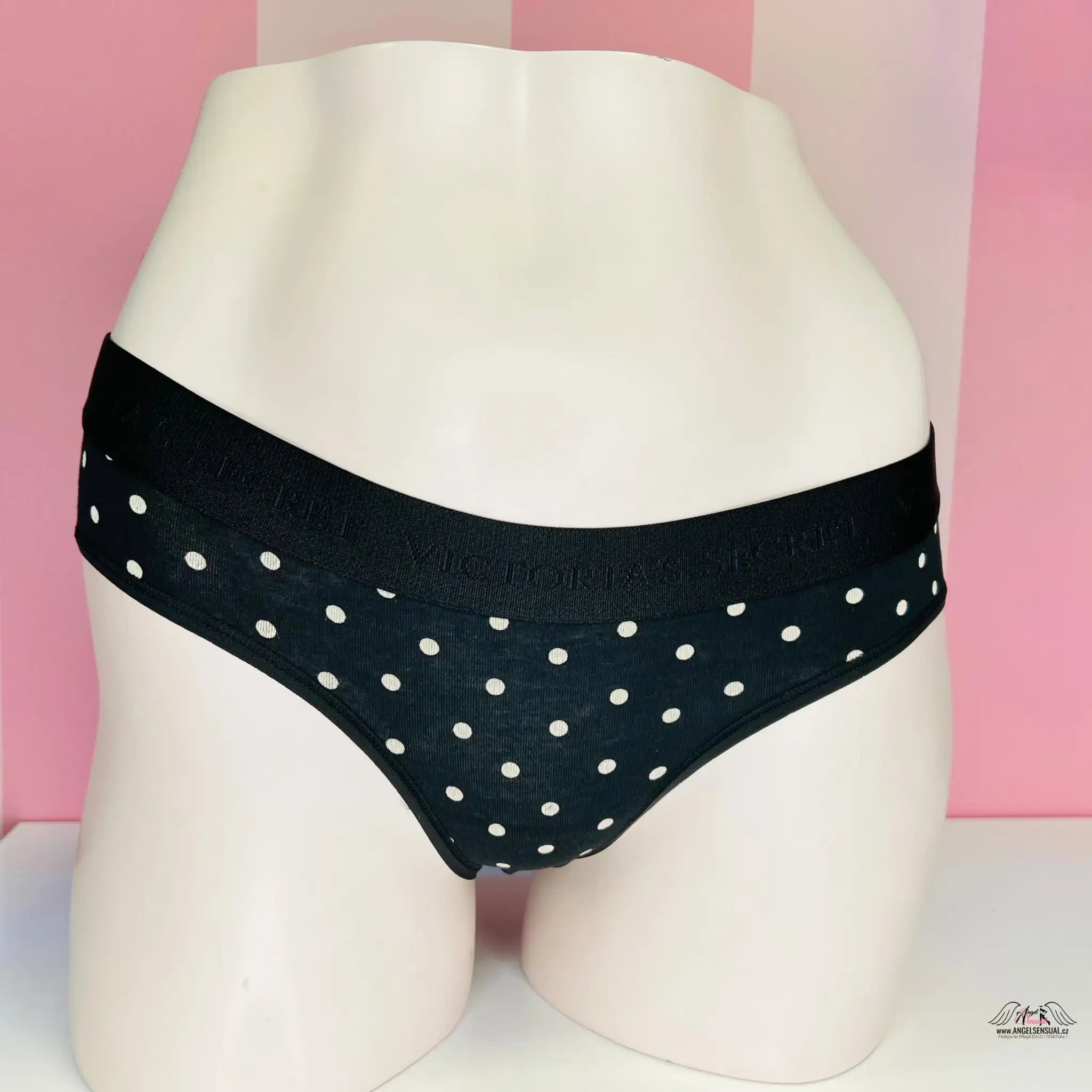 Kalhotky s puntíky - XS / Černá / Nové se štítky - Victoria’s Secret