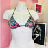 Barevný trojúhelníkový bikini top Kouzlo na Pláži s elegantním třpytivým designem