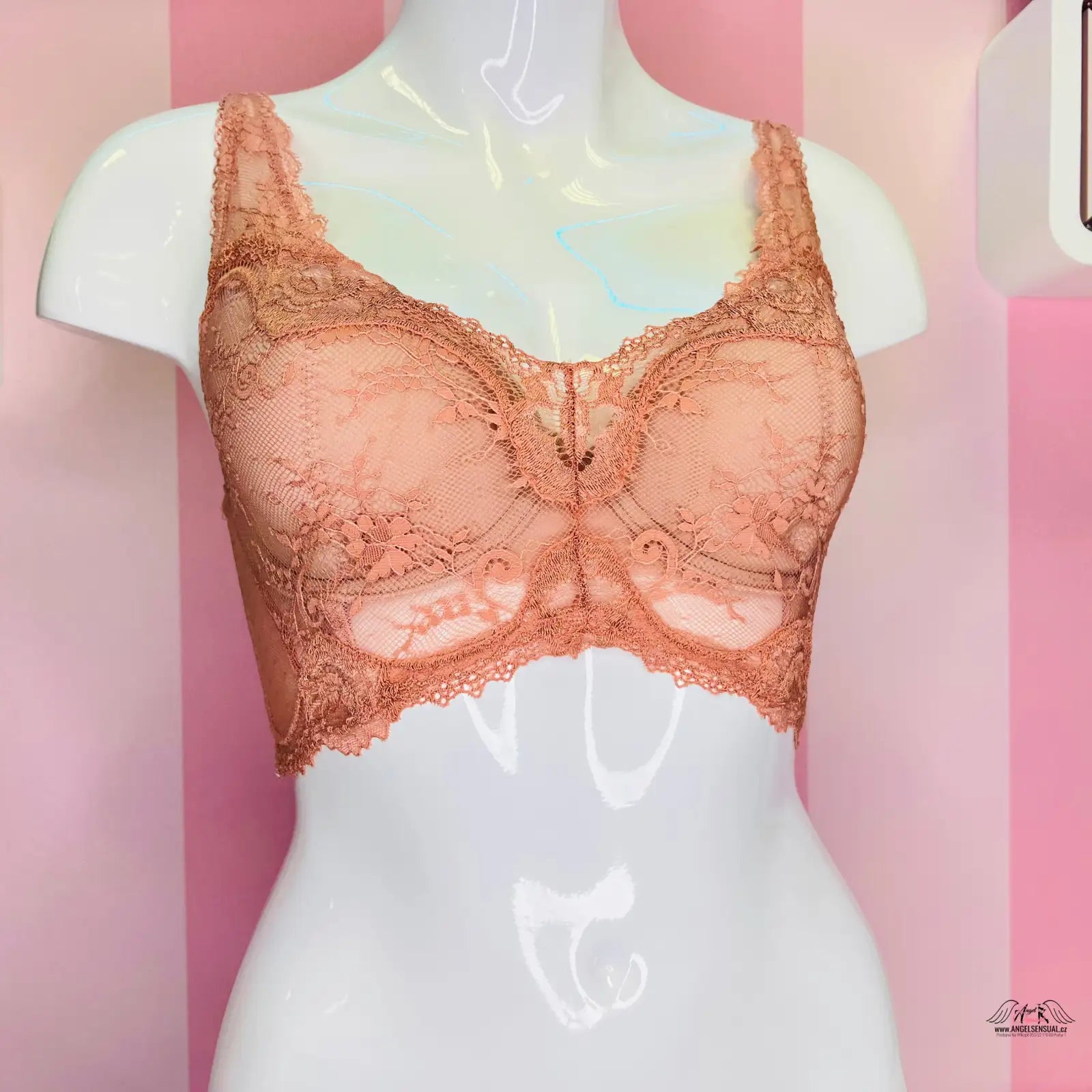 Růžová krajková podprsenka Luxusní Demi Dream Angels značky Victoria’s Secret