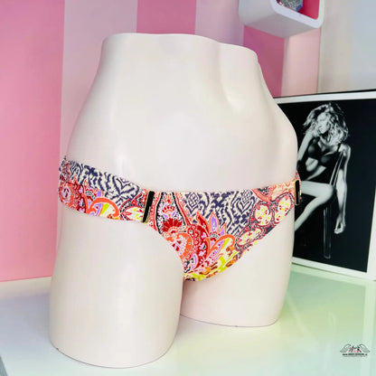 Kostkované bikinové kalhotky Luxusní Elegance se zlatými detaily