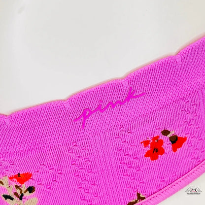 Růžový pletený hlavový pásek s květinami k produktu Luxusní Agent Provocateur