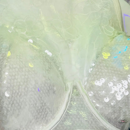 Pale green tulle fabric with iridescent sequins for Luxusní Podprsenka s Vyšíváním