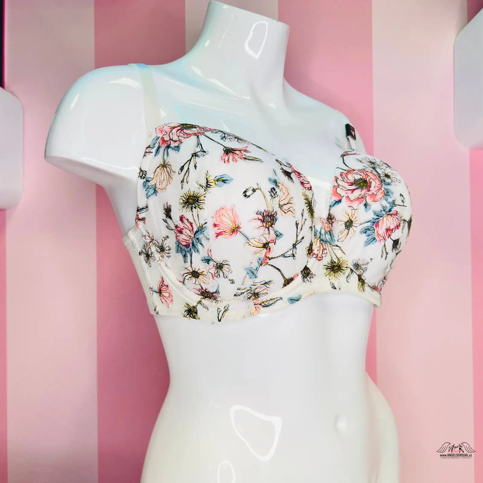 Bílý manekýn s květinovým vzorem strapless podprsenky Luxusní Romantika