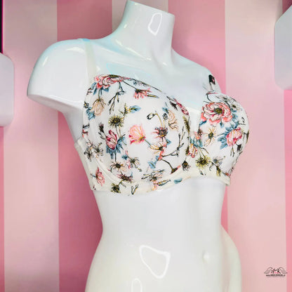 Bílý manekýn s květinovým vzorem strapless podprsenky Luxusní Romantika