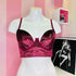 Pink and purple balconette bra featured with a black and white photo of a woman