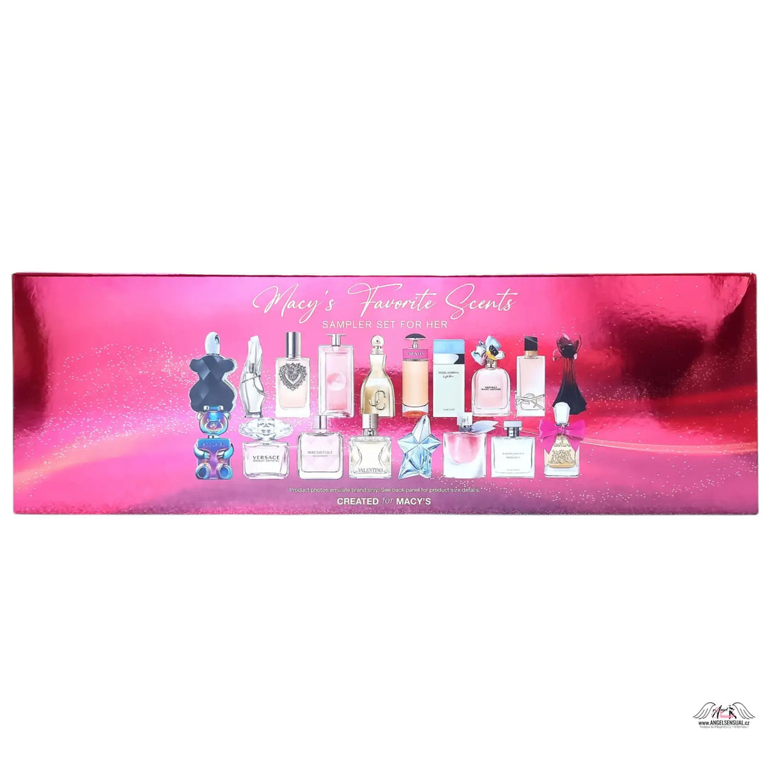 Růžová krabice s mini parfémy Macy’s Favorite Scents For Her Sada 18 Vzorků, včetně dolce&amp;gabbana intense eau, ideální pro apparel &amp; accessories