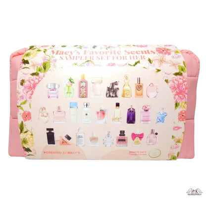 Pink pouzdro s dekorativním štítkem a kolekcí parfémů Dolce&amp;Gabbana for her