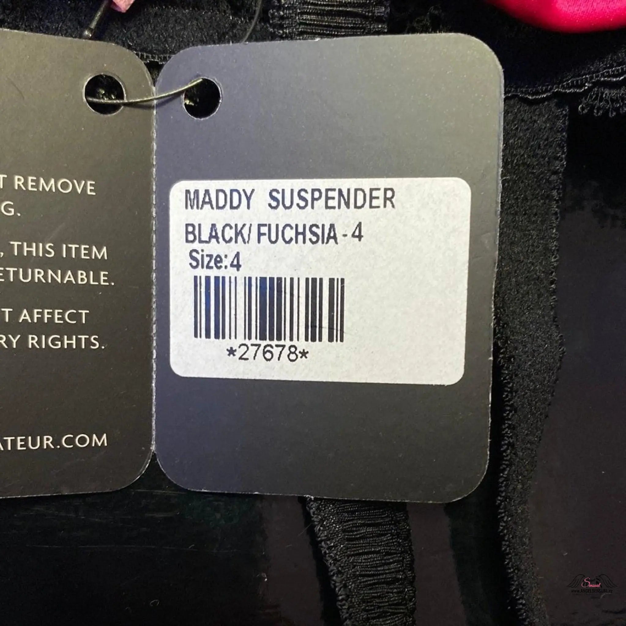 Maddy Suspender Black Fuchsia Pink Lace - Černá / L / Nové se štítky - Podvazkový pás Agent