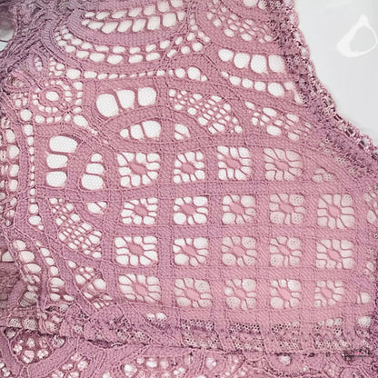 Dětská růžová krajka s květinovými a geometrickými vzory na braletkách Victoria’s Secret
