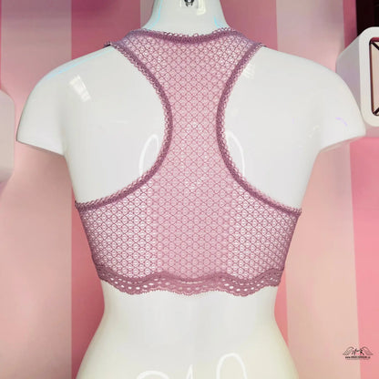 Růžový krajkový bralet s ramínky a vroubkovanými okraji značky Victoria’s Secret