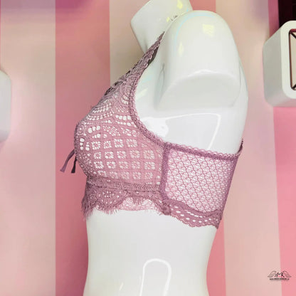 Růžový krajkový bralet s delikátním květinovým vzorem od Victoria’s Secret
