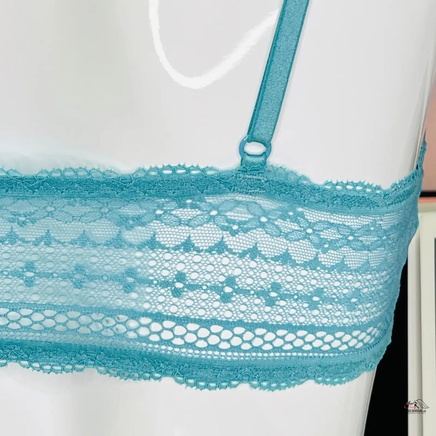 Elegantní Braletka s Krajkovými Zády a Posuvnými Ramínky - M / Tyrkysová / Nové se štítky
