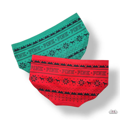 Vánoční spodní prádlo PINK sady, zelené a červené s motivy, lingerie