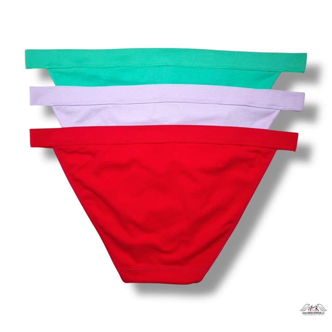 Červené bikini kalhotky PINK 3-pack L s bílými a zelenými akcenty, lingerie