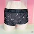 Black bavlněné boxerky s bílým vzorem měsíce a širokou gumou PINK