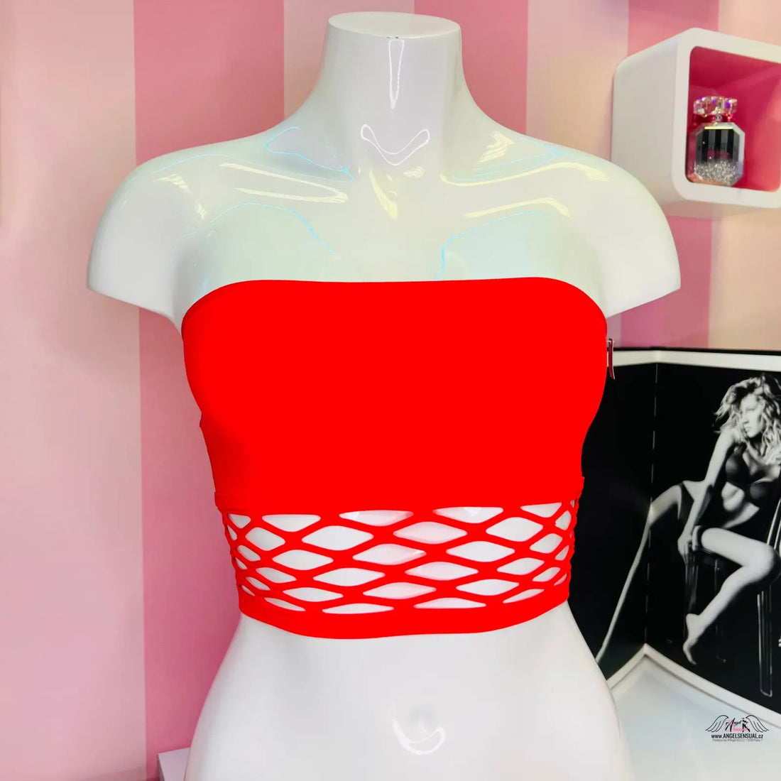 Velice příjemná červená strapless crop top Lze nosit apparel &amp; accessories