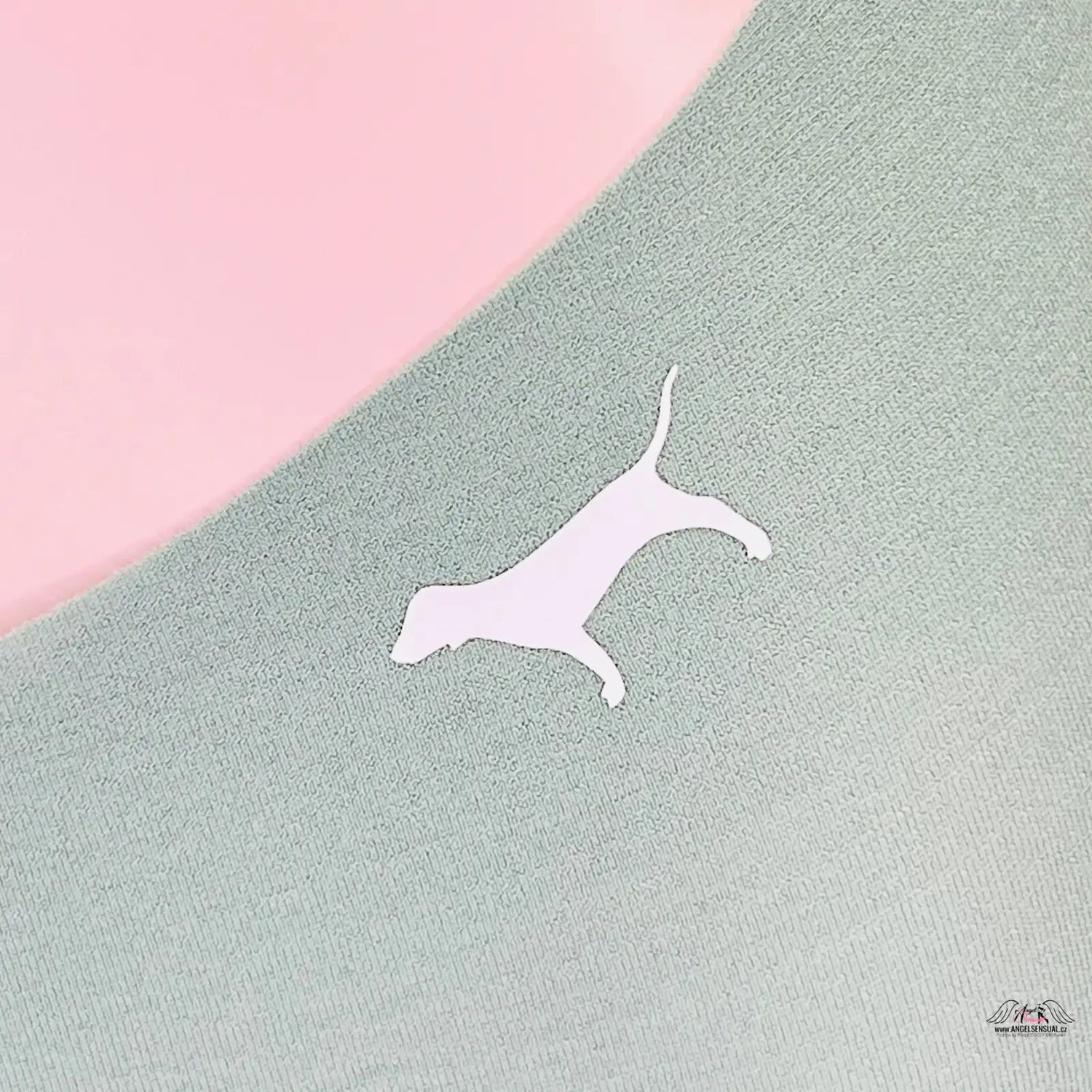 Elastická tanga s vysokým pasem a logem Pink na růžovo-zeleném materiálu