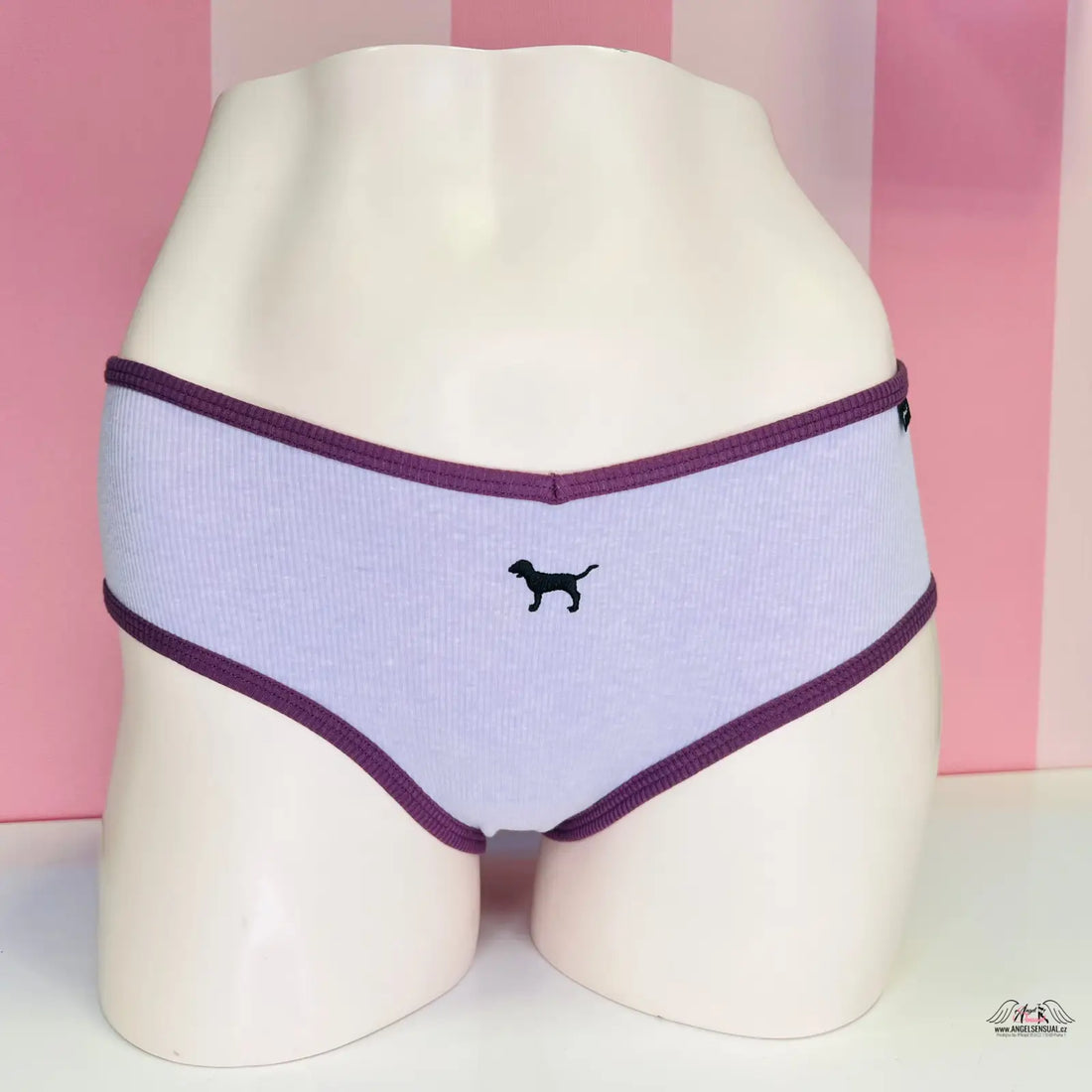 Stylové bavlněné kalhotky PINK s logem a fialovým lemem