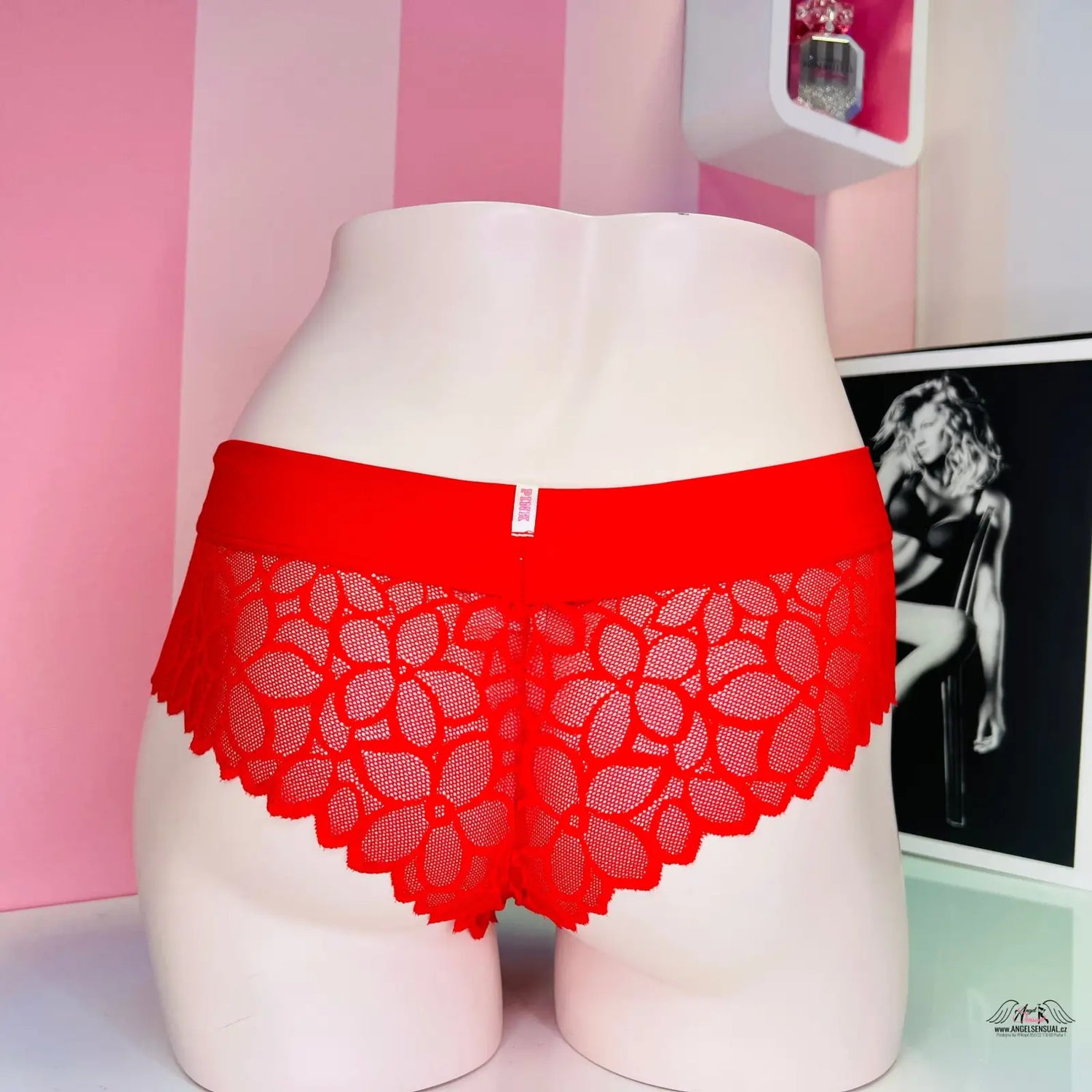 Červené krajkové kalhotky Cheekster z kolekce PINK Kalhotky, elegantní apparel &amp; accessories
