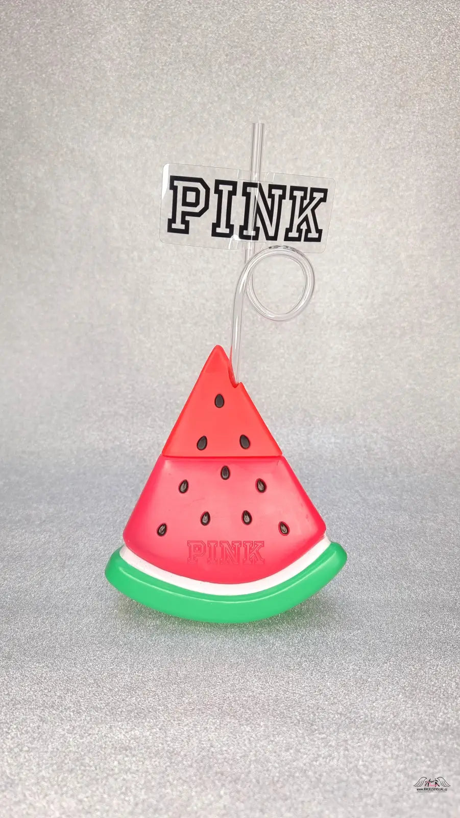 Watermelon-shaped lip gloss holder PINK Láhev na Pití Meloun s brčkem 400ml