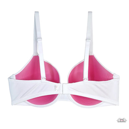 Bílá a růžová podprsenka s kosticí a nastavitelnými ramínky Pink Lightly Lined