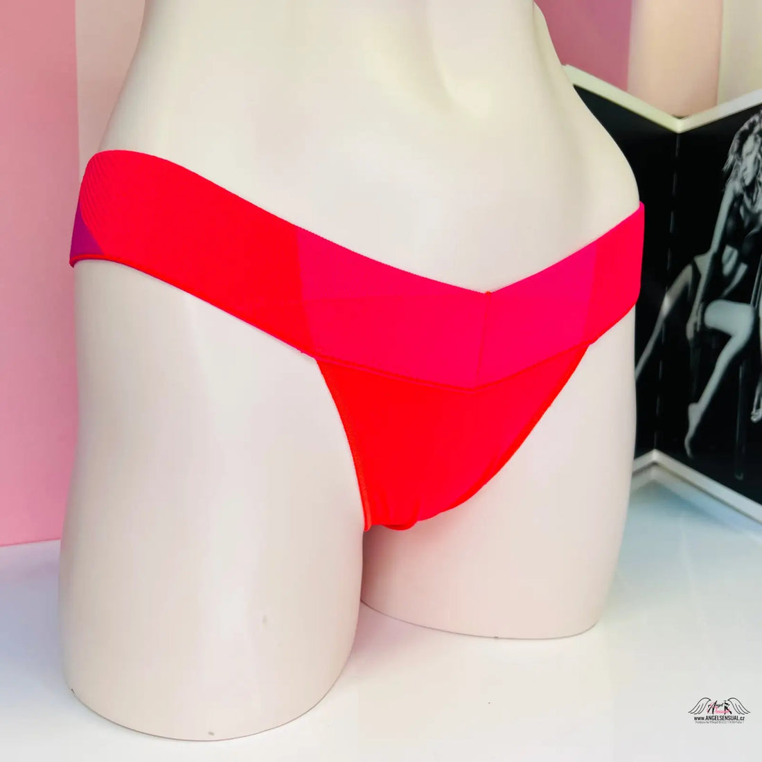 Red and pink bikini bottoms PINK Tanga Červené, elastických tanga nižšího střihu