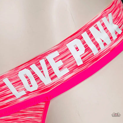 Svítivě růžové kalhotky PINK Tanga Růžové s bílým a růžovým designem, maximální komfort