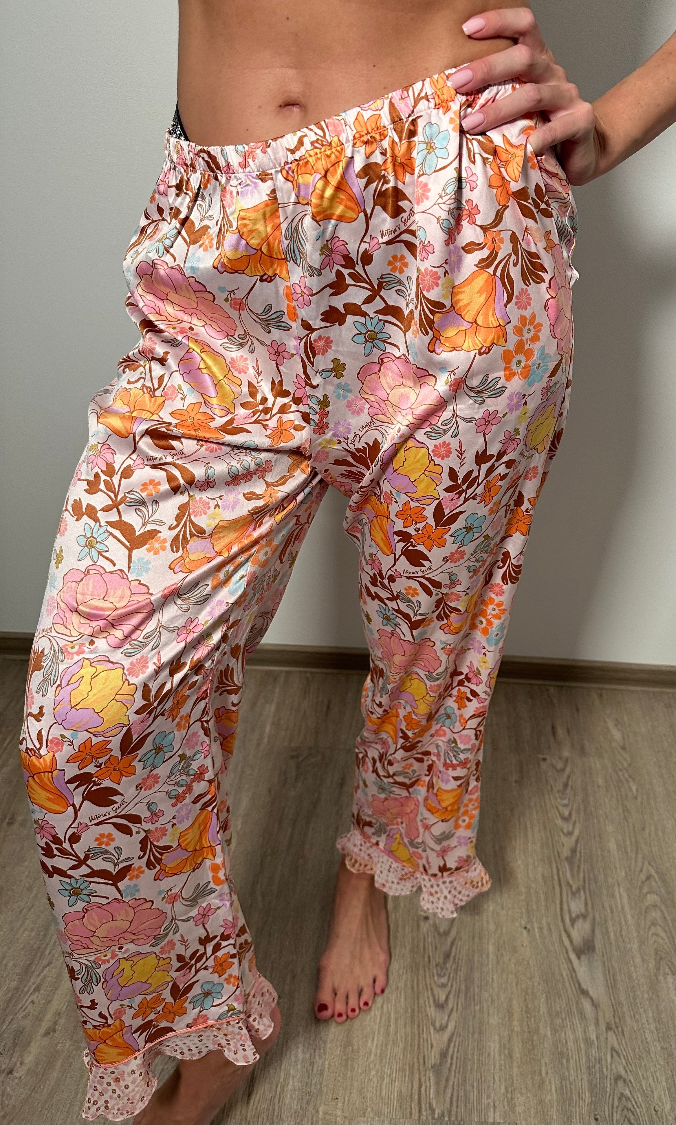 Pyžamové kalhoty Satin Floral - L / Barevná / Nové se štítky - Victoria’s Secret