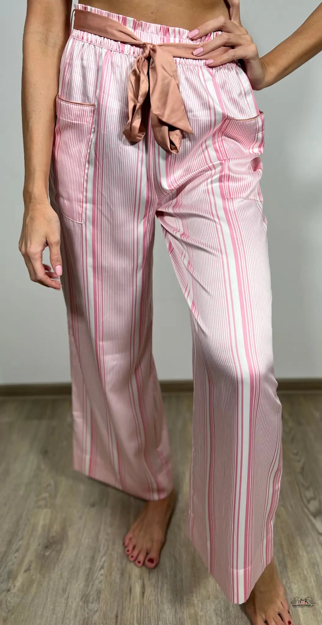 Pyžamové kalhoty Satin Wide Leg Pant - Růžová / XS / Nové se štítky - Victoria’s Secret