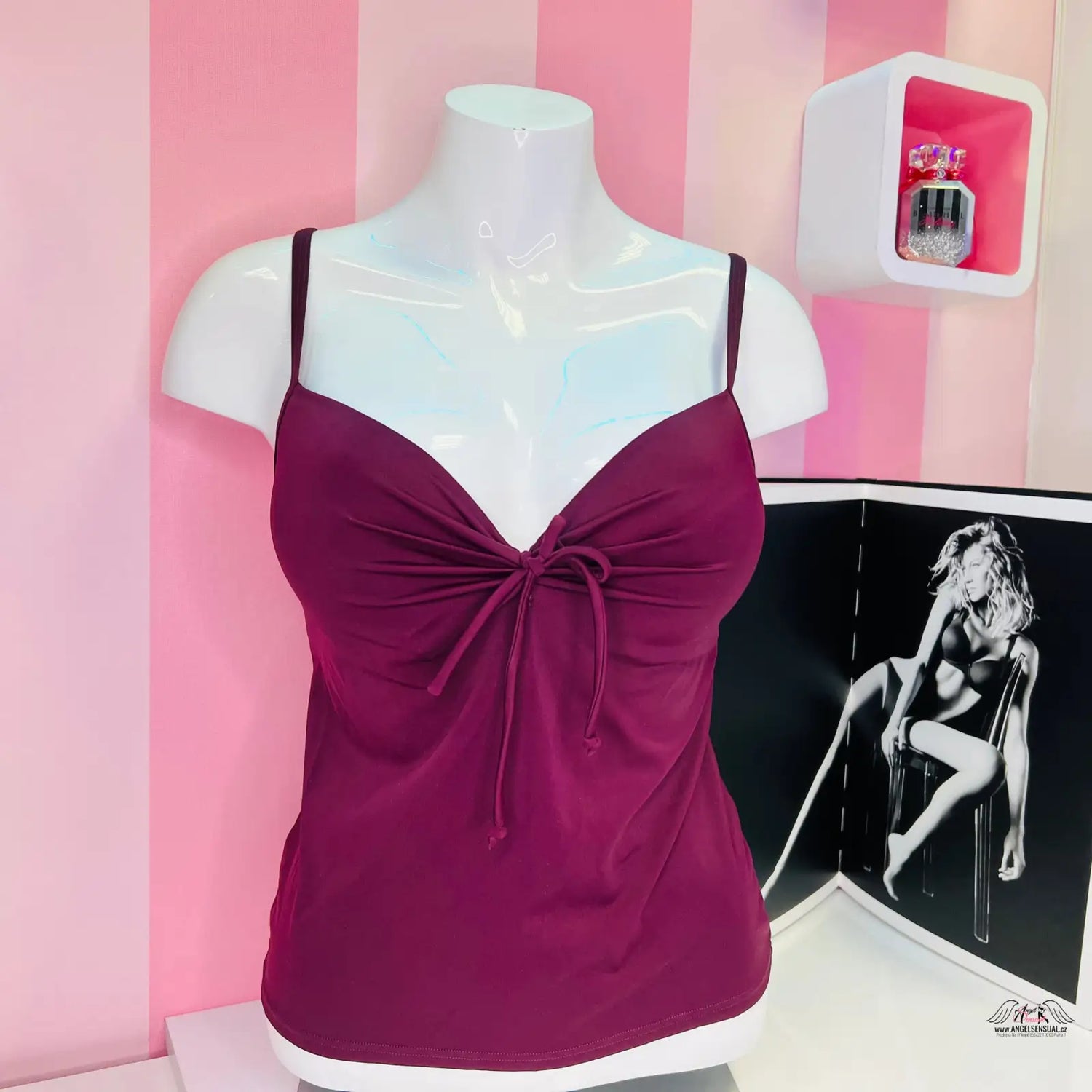 Burgundský tankini vršek s uzlem na poprsí v kolekci Sebevědomí a Elegance