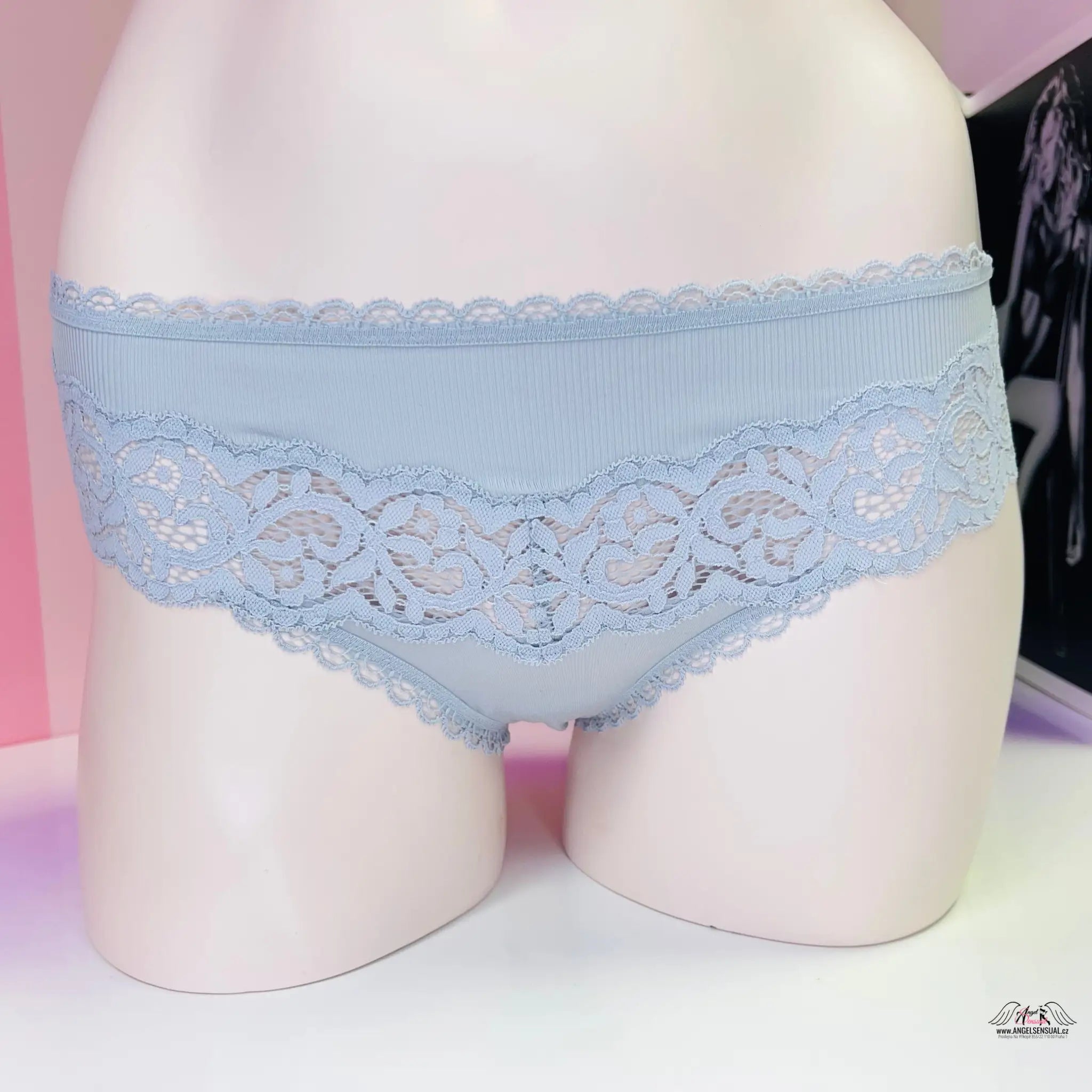 Shine &amp; Lace Bikini Panty - Pomněnková / M / Nové se štítky - Kalhotky Victoria’s Secret