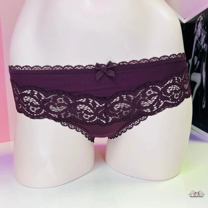 Shine &amp; Lace Bikini Panty - Vínová / M / Nové se štítky - Kalhotky Victoria’s Secret