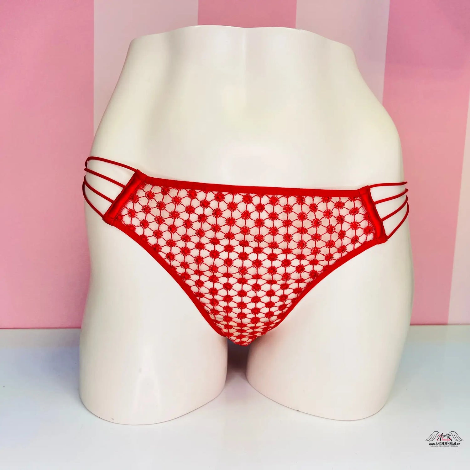 Síťované tanga - Červená / S / Druhá kategorie - Tanga Victoria’s Secret