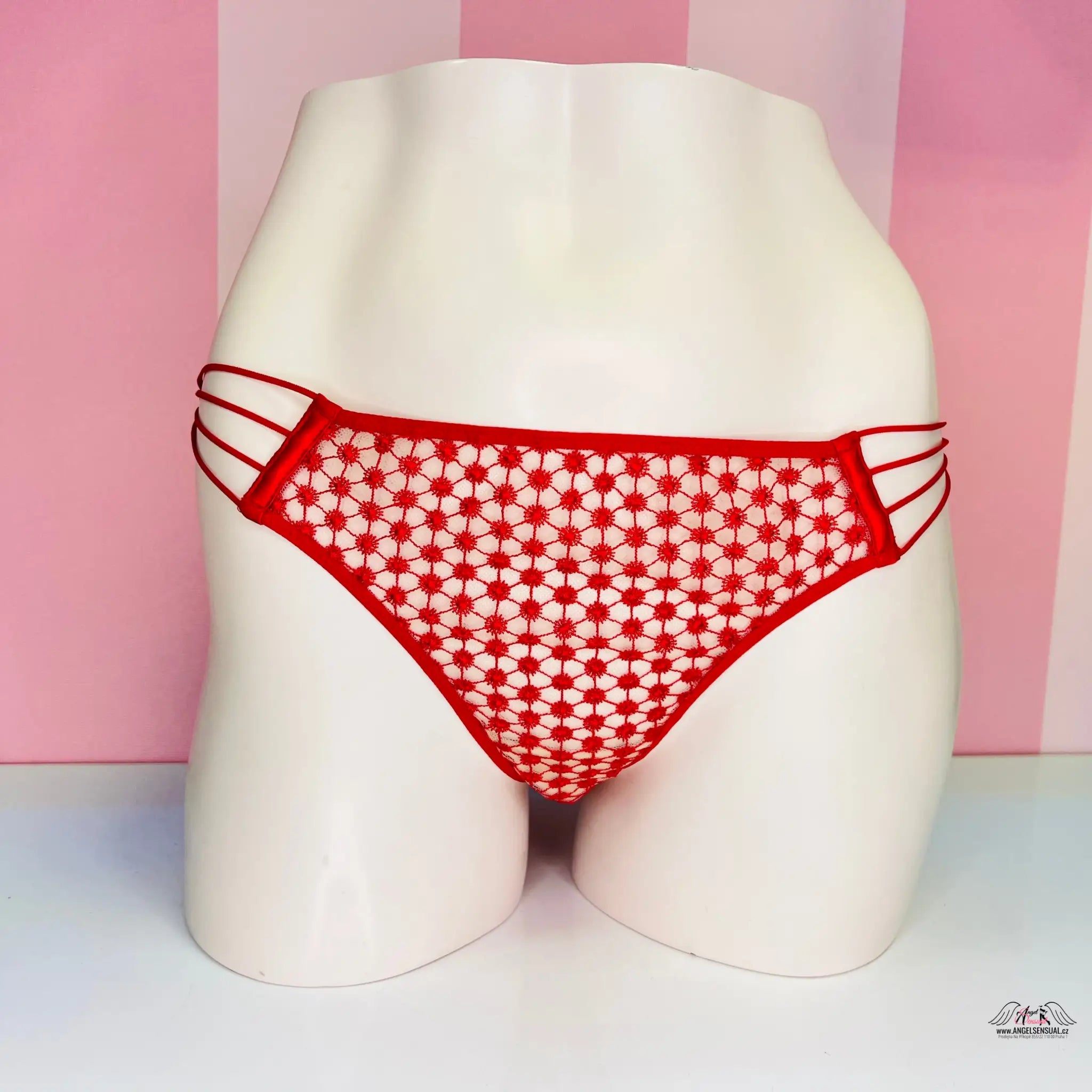 Síťované tanga - Červená / S / Druhá kategorie - Tanga Victoria’s Secret