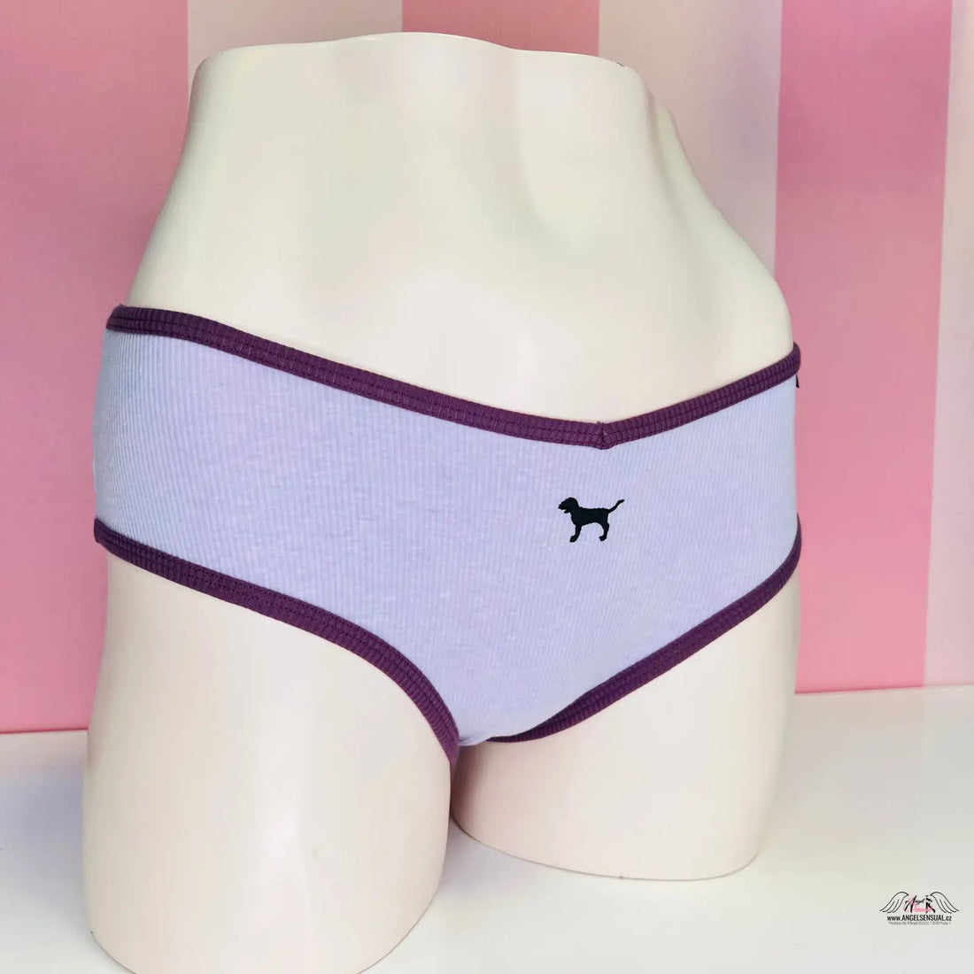 Lavendrové dámské bavlněné kalhotky s tmavě fialovým lemem od PINK Lingerie