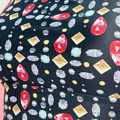 Černá látka s vzorem drahokamů na podprsence Stylový diamant pro cvičení a jógu