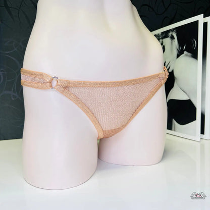 Beige síťované tangy s detailem kruhu od Agent Provocateur