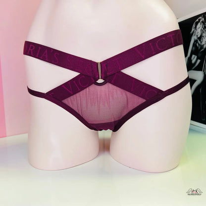 Burgundy síťované a popruhové kalhotky Victoria’s Secret pro neodolatelný šarm