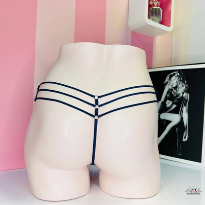 Námořnické modré string tanga z kolekce Tanga s elegantním stříbrným leskem