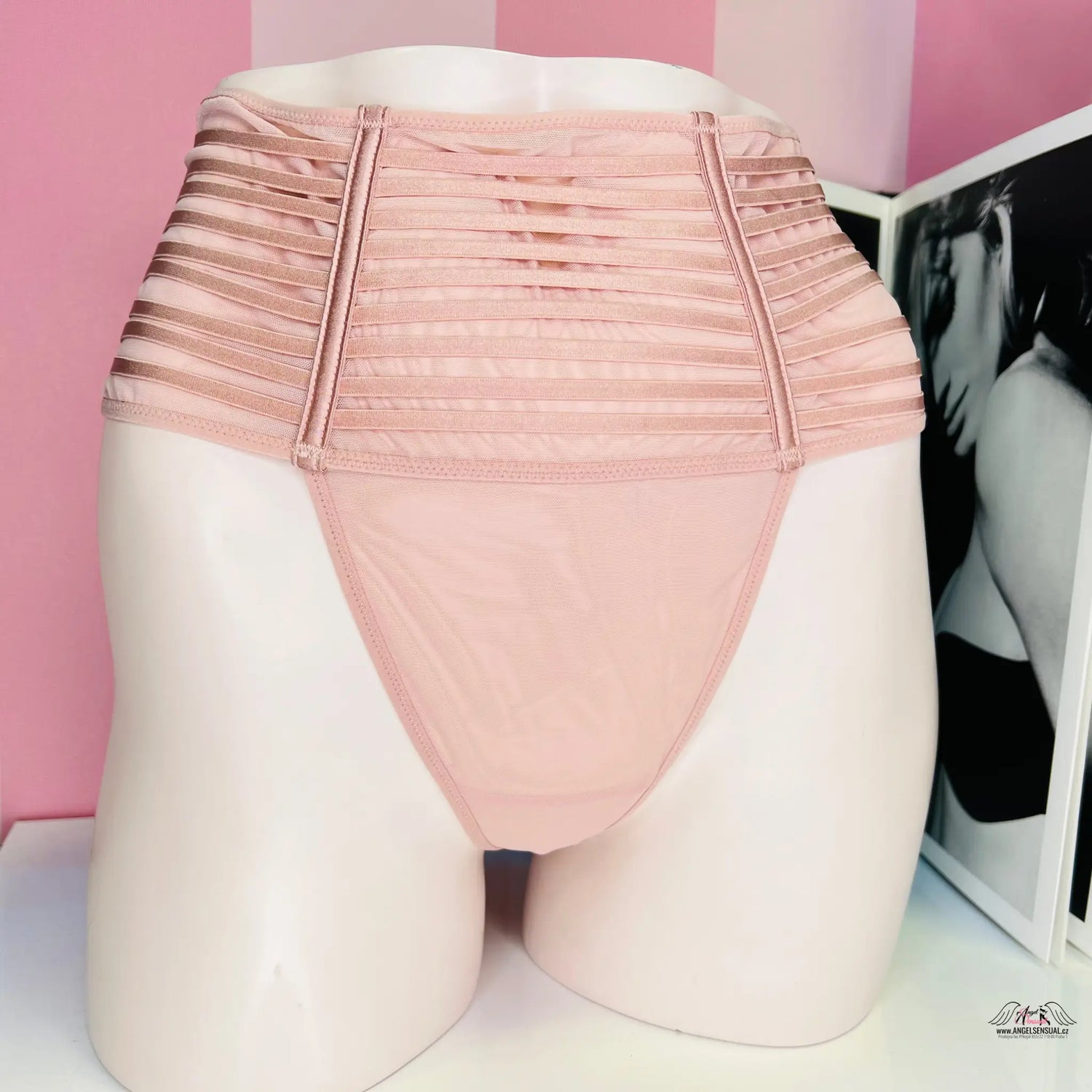 Tanga s vysokým pasem - Růžová / M / Nové se štítky - Kalhotky Victoria’s Secret