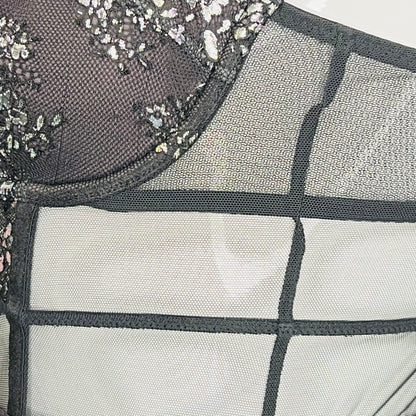 VERY SEXY Glitter Lace Corset Silver Foil Garter Bust - Korzet Victoria’s Secret