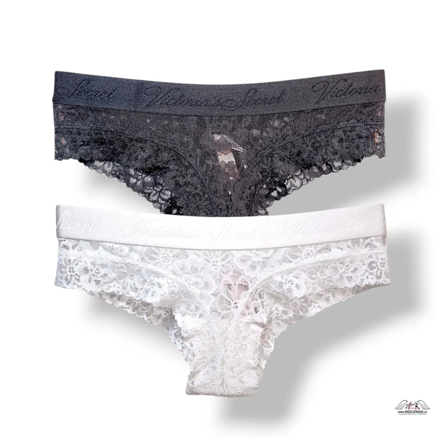 Victoria’s Secret 2-pack XS černobílé krajkové kalhotky
