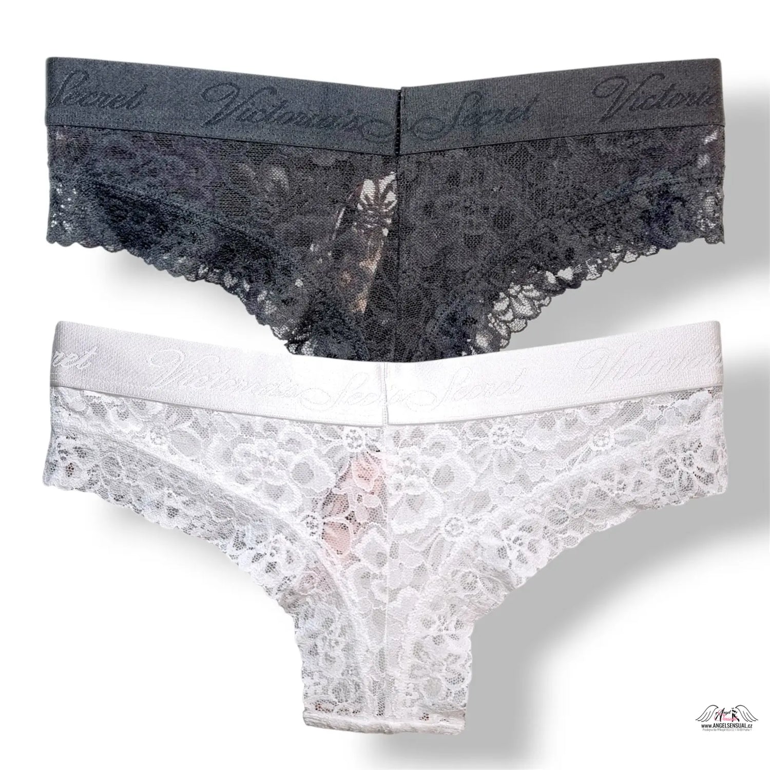 Černobílá krajková sada kalhotek Victoria’s Secret 2-pack XS, lingerie