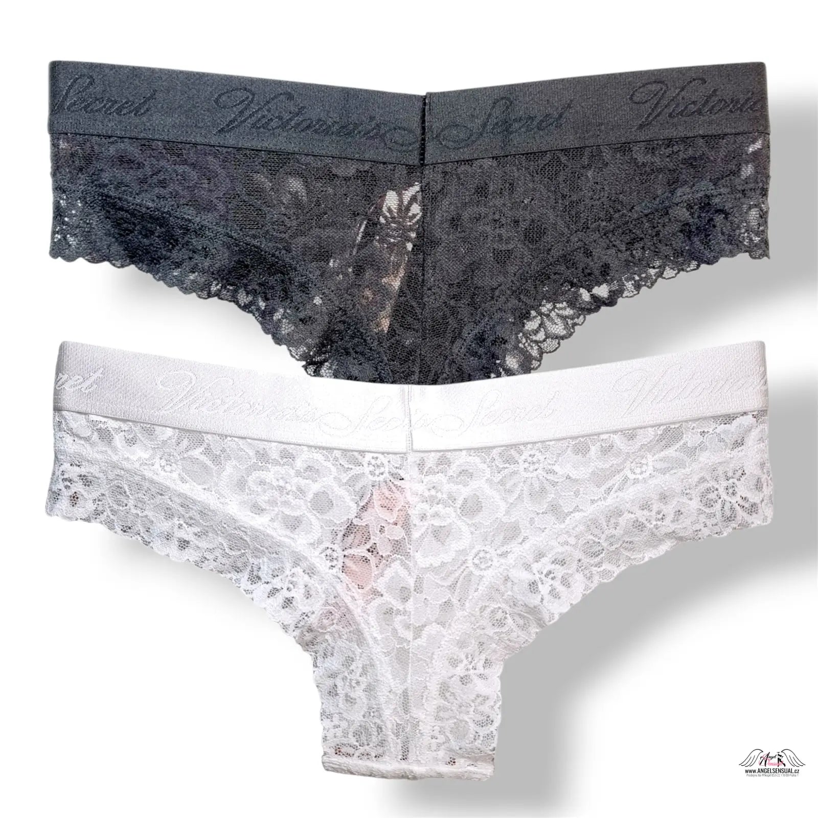 Černobílá krajková sada kalhotek Victoria’s Secret 2-pack XS, lingerie
