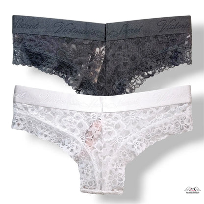 Černobílá krajková sada kalhotek Victoria’s Secret 2-pack XS, lingerie