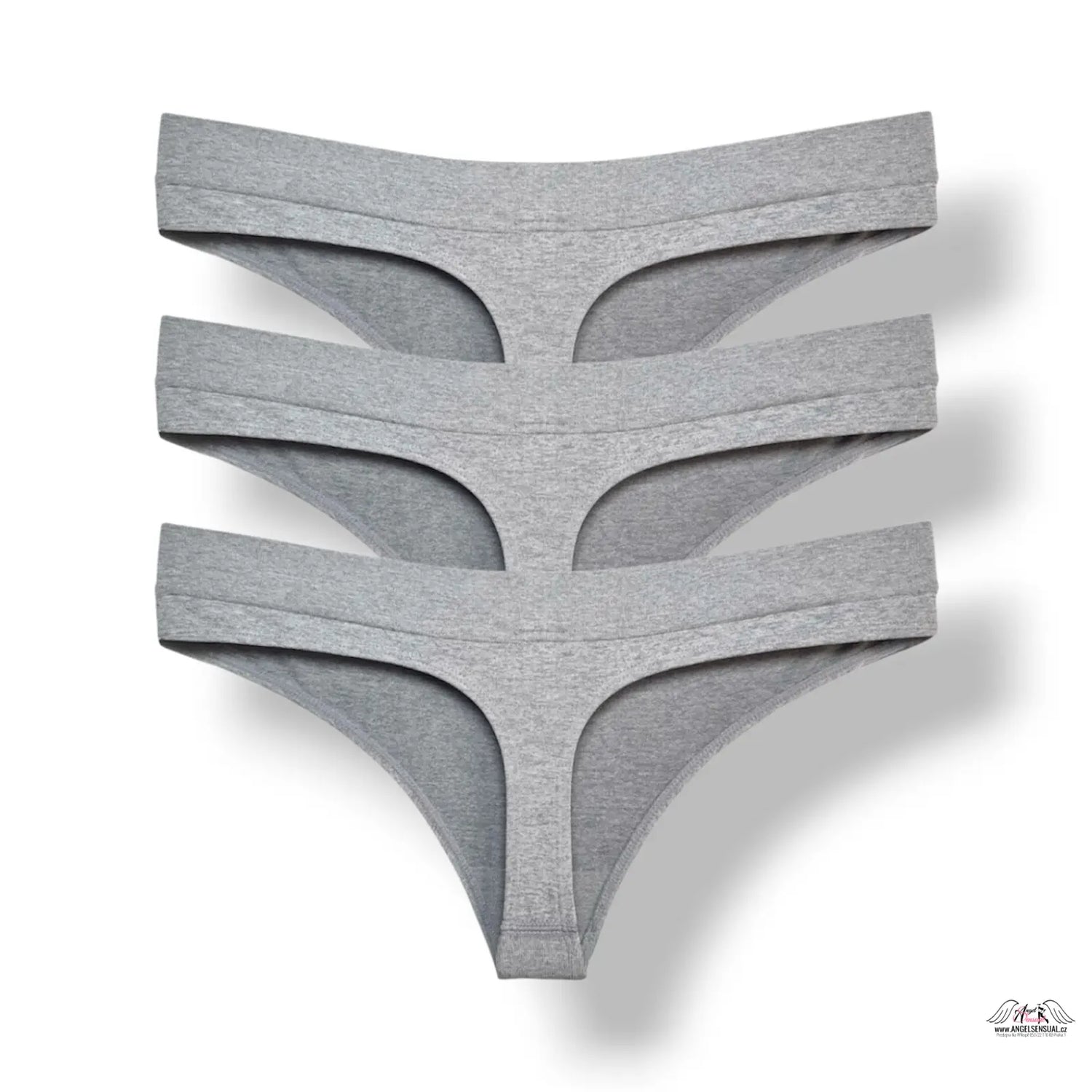 Tři balení šedé bavlněné tanga Victoria’s Secret, hladké, minimalistické, lingerie