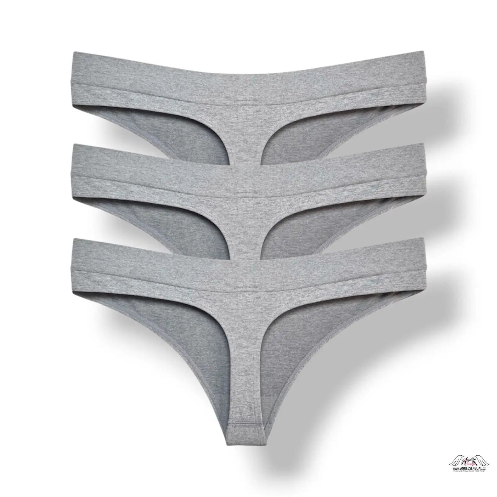 Tři balení šedé bavlněné tanga Victoria’s Secret, hladké, minimalistické, lingerie