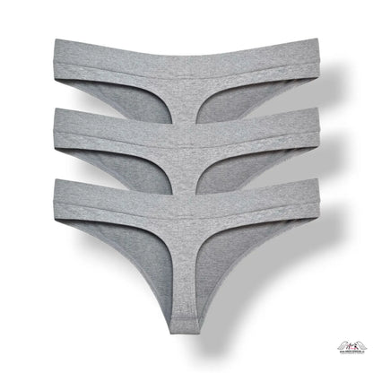 Tři balení šedé bavlněné tanga Victoria’s Secret, hladké, minimalistické, lingerie