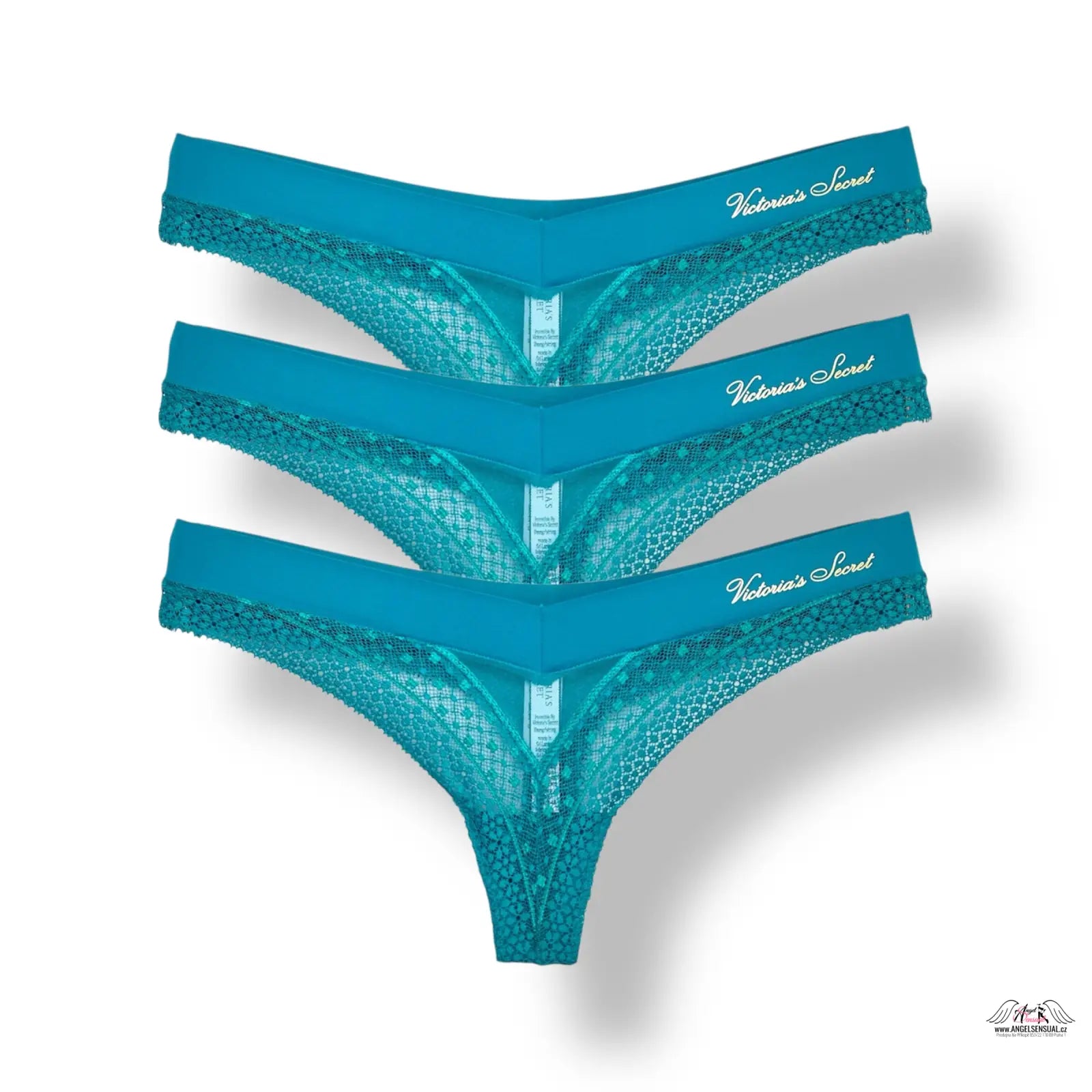 Victoria’s Secret teal lace thong lingerie set, XS 3-pack tanga